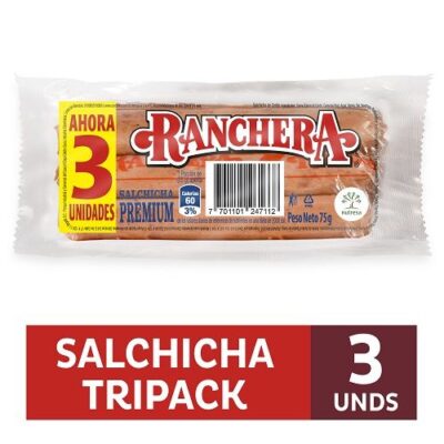 Salchicha Ranchera Tripack - 75 g (3 unidades)